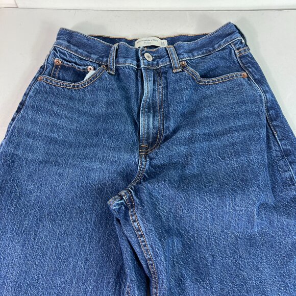 Abercrombie Fitch Jeans Women's 26x28* Loose High Rise Dark Blue Denim Tag 24S - Picture 2 of 16